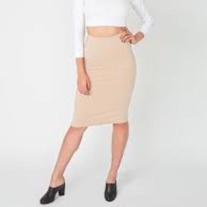 American Apparel Midi Skirt Nude Tan XS